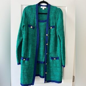 Lilly Pulitzer Women's Tannery Cardigan and Cami in Deep Lagoon Moonlight Tweed